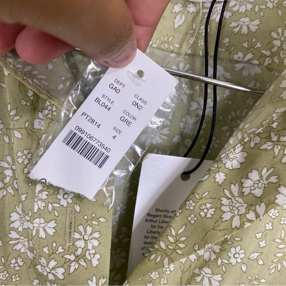 J Crew Slim Fit Liberty Capel Floral Organic Cotton Button Down Shirt Green Sz 4 - Picture 3 of 5